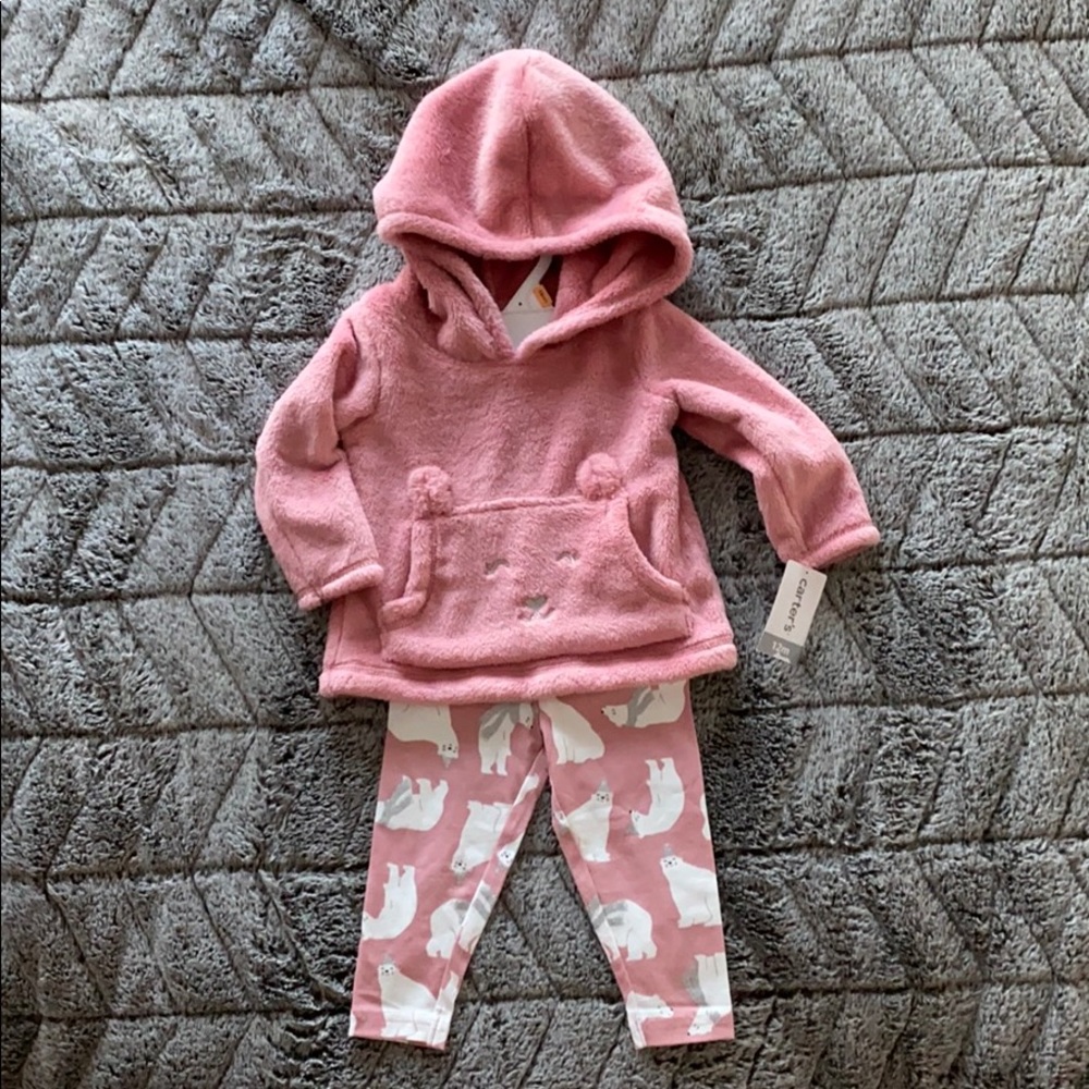 NWT Final Price Carter’s Polar Bear Set, Mauve 12M